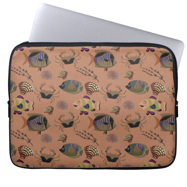 Capa Para Notebook Padrão de animais aquáticos | vida submarina do oc (Frente)