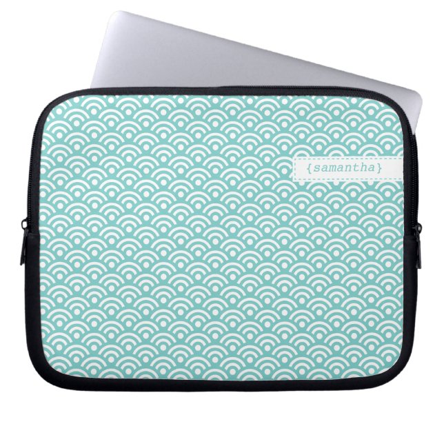 Capa Para Notebook Padrão de Aqua Japonês Seigaiha (Frente)