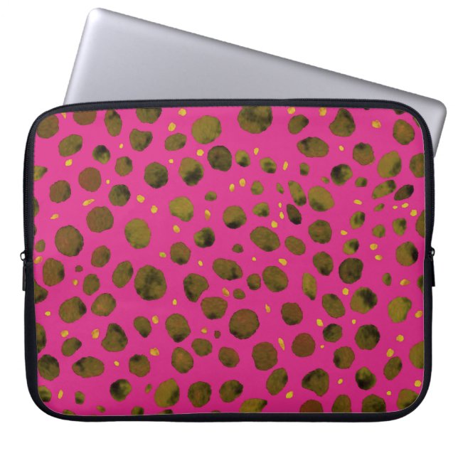 Capa Para Notebook Padrão de Aquarela com Pele de Chita Abstrato. (Frente)