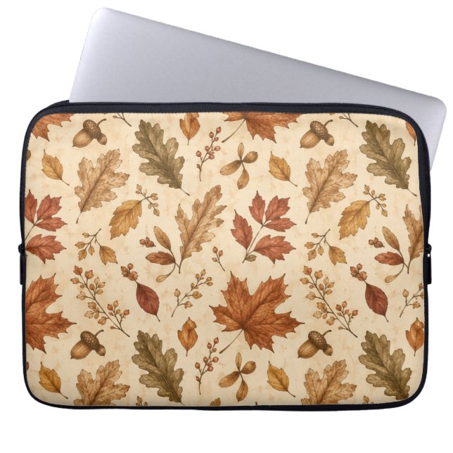 Capa Para Notebook Padrão de Aquarela de Folhas de Outono  (Frente)