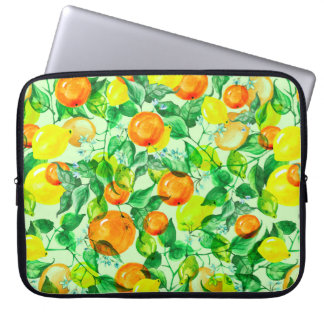 Capa Para Notebook  Padrão de aquarela vítrea - Ramal de limão com fl
