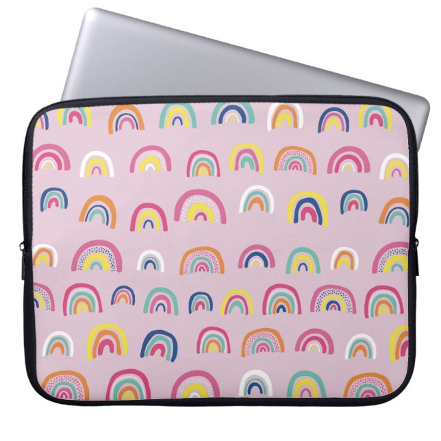 Capa Para Notebook Padrão de arco-íris rosa fofo (Frente)