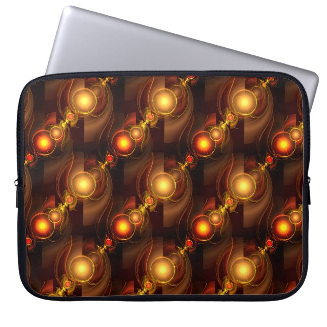Capa Para Notebook Padrão de Arte Abstrata Boho Moderno Dourado Elega (Frente)