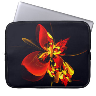 Capa Para Notebook Padrão de Arte Abstrata Floral Amarelo Vermelho Mo