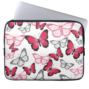 Capa Para Notebook Padrão de Arte de Borboleta Vermelha e Preta Bonit