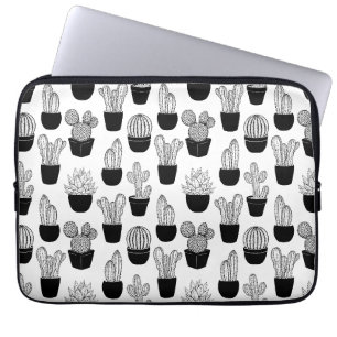 Capa Para Notebook Padrão de Arte de Linha Negra Cactos