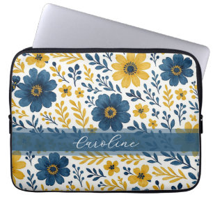 Capa Para Notebook Padrão de Arte Floral Clássica Mediterrânica