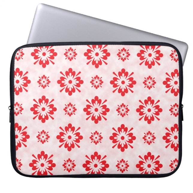 Capa Para Notebook Padrão de arte floral vermelha (Frente)