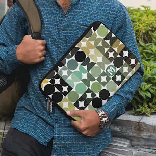 Capa Para Notebook Padrão de Arte Retroativa Preto Verde Oleícola Per