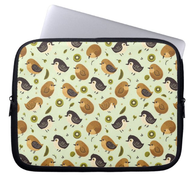 Capa Para Notebook Padrão de Aves Cute Kiwi (Frente)