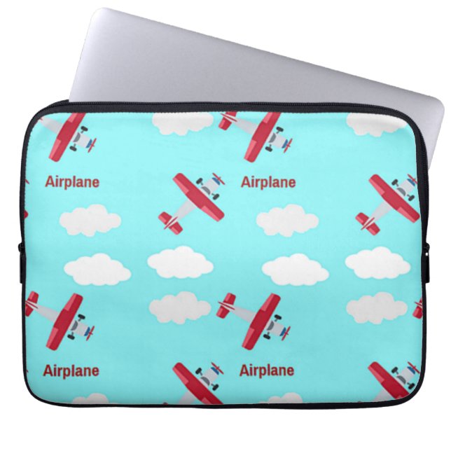 Capa Para Notebook Padrão de avião em azul (Frente)
