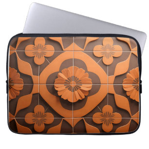 Capa Para Notebook Padrão de Azulejo Geométrico de Medalhões Florais