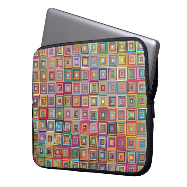 Capa Para Notebook Padrão de Azulejo Geométrico Retrô Quadrado (Frente Esquerda)