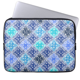 Capa Para Notebook Padrão de Azulejo marroquino pintado com azul
