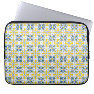 Capa Para Notebook Padrão de azulejos bonito portugueses azuis e amar