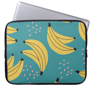 Capa Para Notebook Padrão de banana da safra, fundo azul.