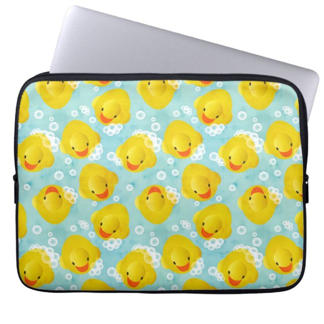 Capa Para Notebook Padrão de Banho de Patos de Borracha (Frente)