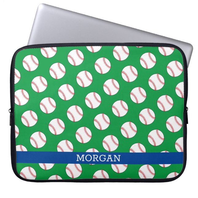 Capa Para Notebook Padrão de baseball, nome, azul e verde (Frente)