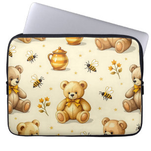Capa Para Notebook Padrão de berçário de Ursinhos e Abelhas