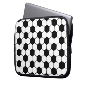 Capa Para Notebook Padrão de bola de futebol adaptado Preto Branco