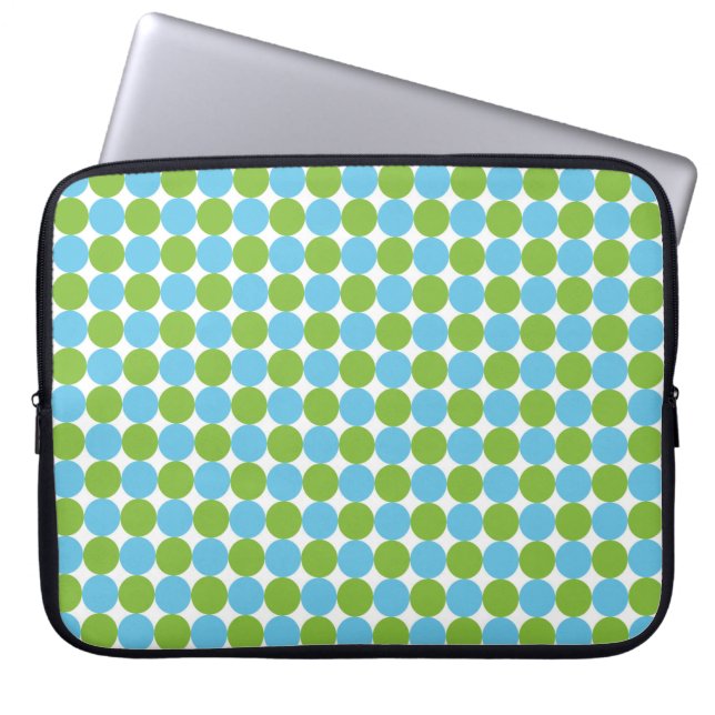 Capa Para Notebook Padrão de bolinhas azul e verde (Frente)