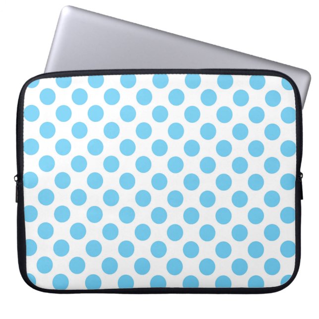 Capa Para Notebook Padrão de bolinhas brancas e azuis (Frente)