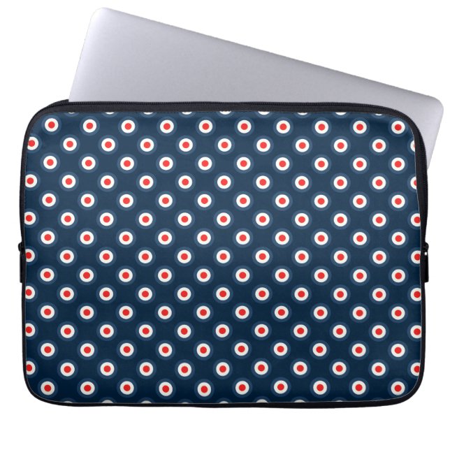 Capa Para Notebook Padrão de bolinhas - Branco vermelho azul (Frente)