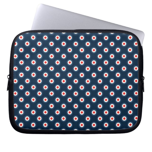 Capa Para Notebook Padrão de bolinhas - Branco vermelho azul (Frente)