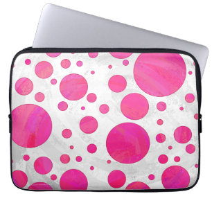 Capa Para Notebook Padrão de Bolinhas de Paixão Rosa