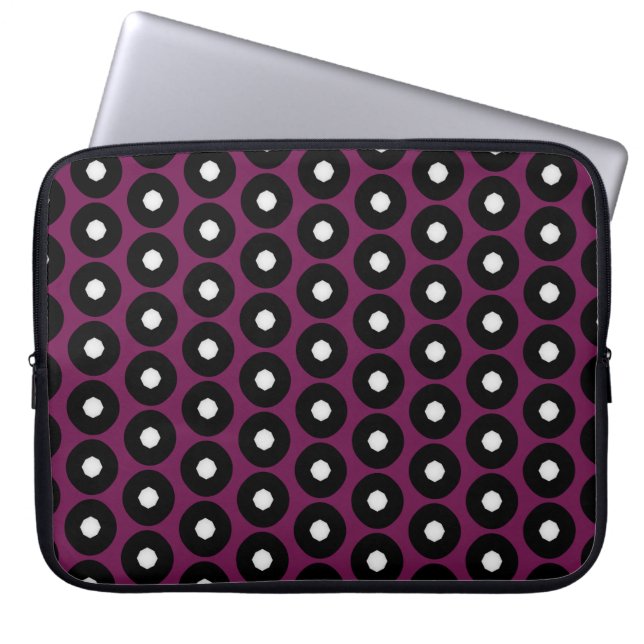 Capa Para Notebook Padrão de Bolinhas preto/branco (Frente)
