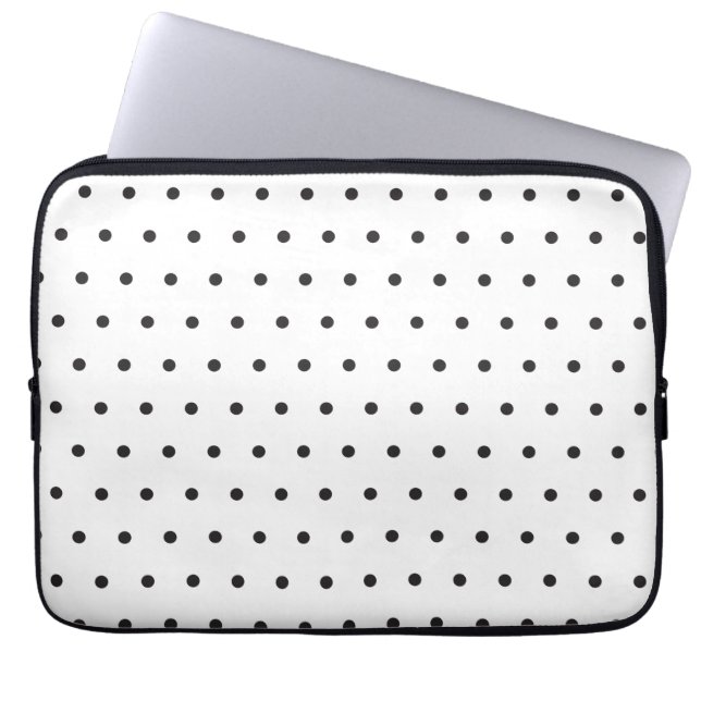Capa Para Notebook Padrão de Bolinhas Preto e Branco – Clássico Minim (Frente)