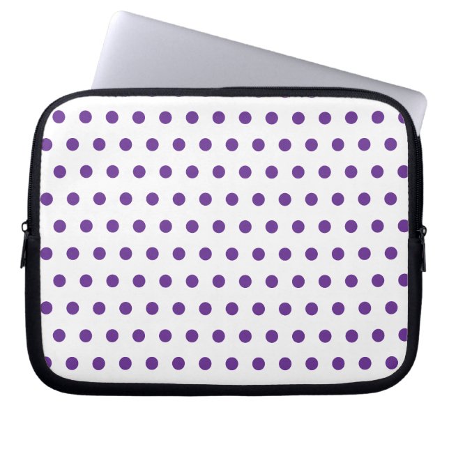 Capa Para Notebook Padrão de Bolinhas Roxo Lavanda em Branco (Frente)