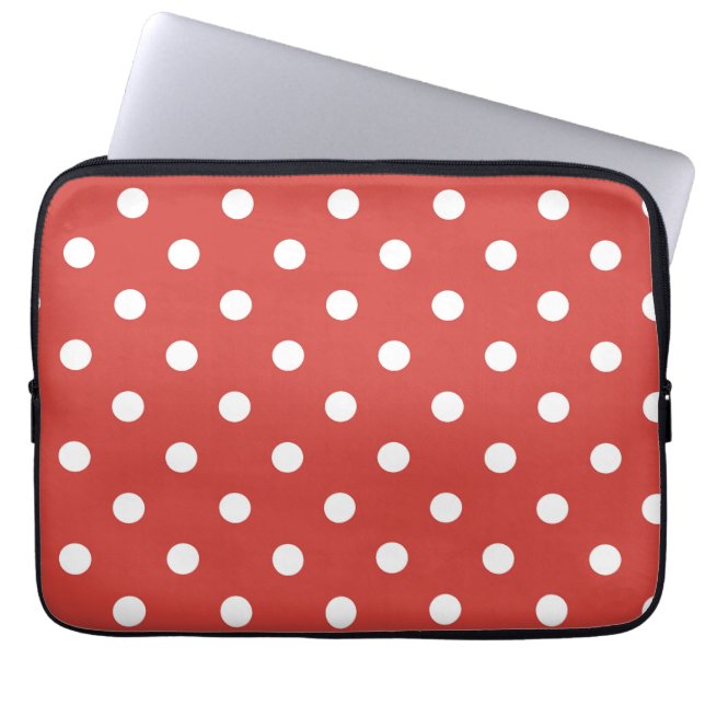 Capa Para Notebook Padrão de Bolinhas Vermelhas e Brancas (Frente)