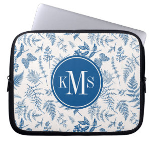 Capa Para Notebook Padrão de Borboleta Azul Jardim e Jardim Floral