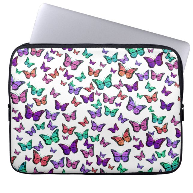 Capa Para Notebook Padrão de Borboletas Coloridas (Frente)