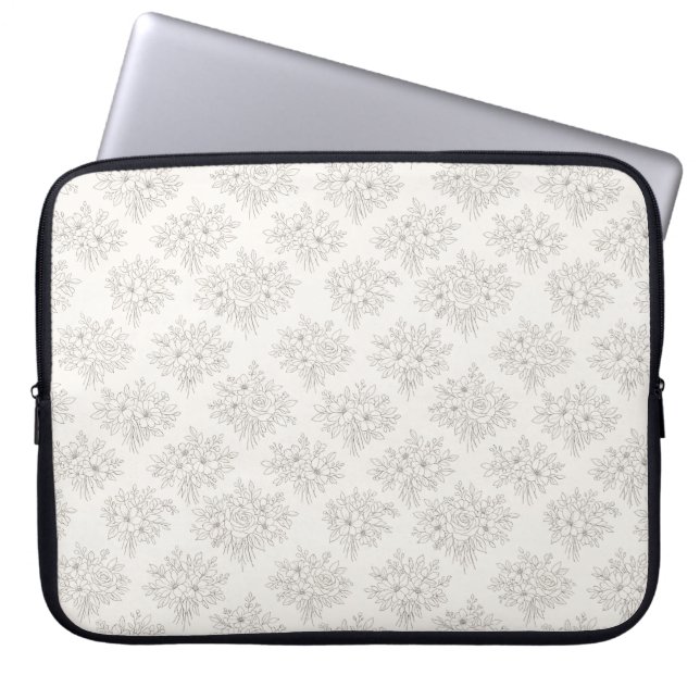Capa Para Notebook Padrão de Buquê de Linha Botânica (Frente)