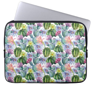 Capa Para Notebook Padrão De Cactus Com Aquarela Pintada À Mão