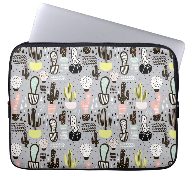 Capa Para Notebook Padrão de Cactus Texturizados Manuscritos (Frente)