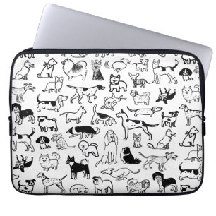 Capa Para Notebook Padrão de Cães Pretos e Brancos  Cute Canine Lov