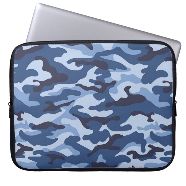 Capa Para Notebook Padrão de Camuflagem Azul Escuro (Frente)