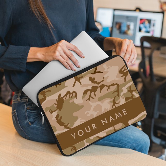 Capa Para Notebook Padrão de Camuflagem do Deserto, Seu nome, Persona (Criador carregado)