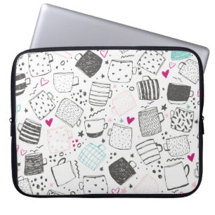 Capa Para Notebook Padrão de caneca desenhada à mão, design sem solda