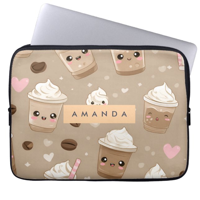 Capa Para Notebook Padrão de Cappuccino Cute Personalizado (Frente)