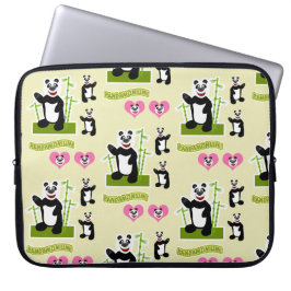 Capa Para Notebook Padrão de Cartoon Feliz Panda Bear, Bonito Prazer