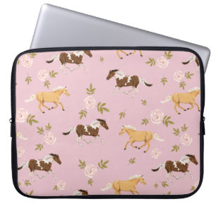 Capa Para Notebook Padrão de Cavalo Floral da Vintage