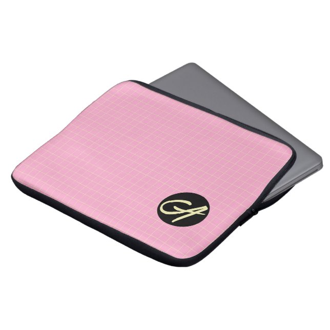 Capa Para Notebook Padrão de célula verde claro com fundo rosa. (Frente Topo)
