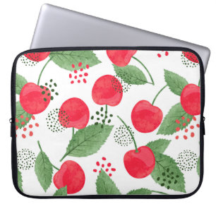 Capa Para Notebook Padrão de cereja sem costura. Luminosidade da aqua