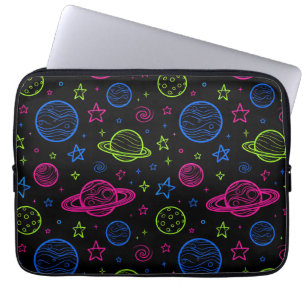 Capa Para Notebook Padrão de céu noturno minimalista de neon com espa
