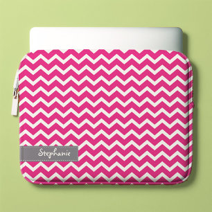 Capa Para Notebook Padrão de Chevrons Zig Zag Rosa Quente