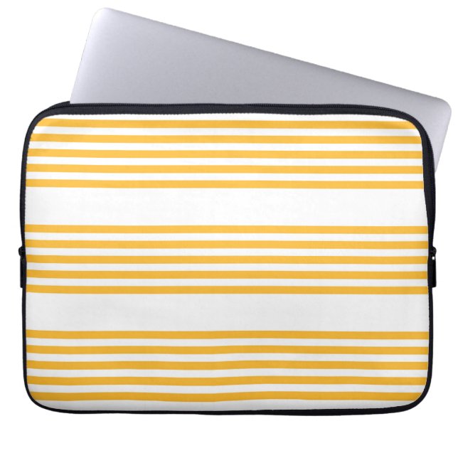 Capa Para Notebook Padrão de cinco faixas amarelo sunny e branco (Frente)